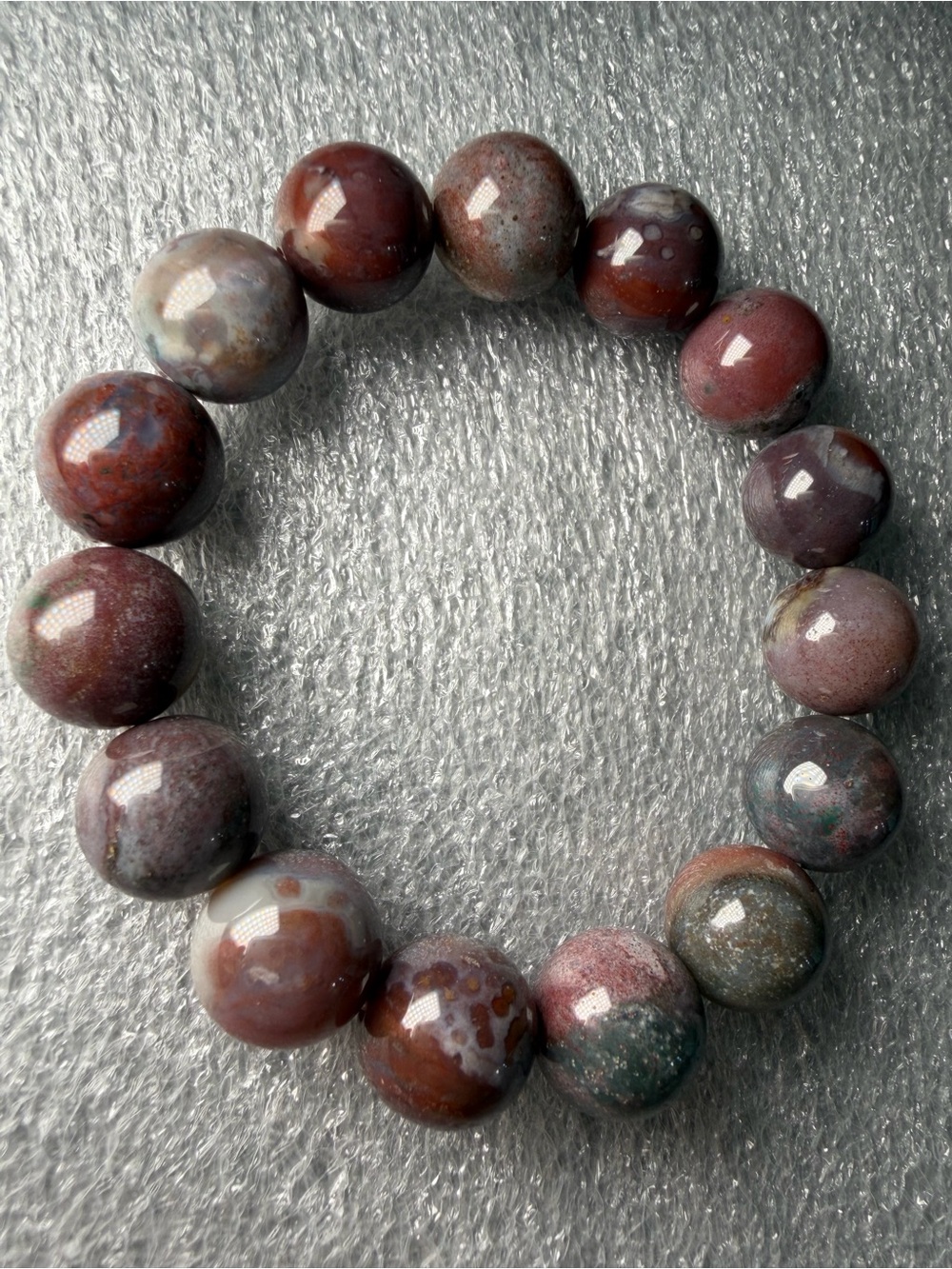 Stunning 13MM Purple/Red Ocean Jasper Natural Crystal Bracelet